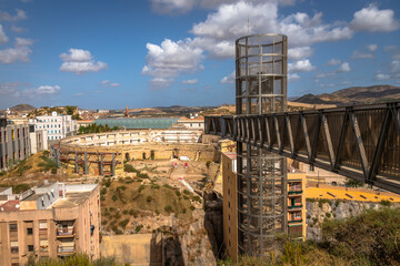 Exposure of the 45 meters Panoramic Lift in Cartagena , Spain, will take you in a comfortable and fast way up to the highest point of the city for wonderful views.