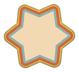 six-point star illustration in retro colors
