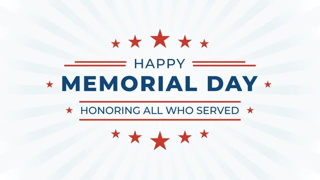 Happy memorial day Animation. Great for use on Memorial Day event in United States. 4K animated footage.