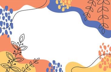 Abstract flat background with shapes, plants and lines. Vector illustration