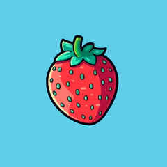 Vector cartoon icon illustration of strawberries, in a flat style for the small, sweet, red fruit