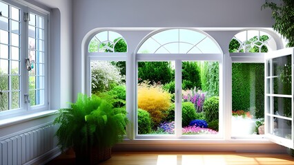 Windowsill Oasis: A View of the Lush Garden Outside