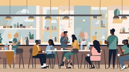 Coffee Shop Illustration for a Tech Company