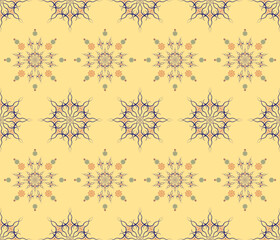 Ethnic folk geometric seamless pattern in yellow vector illustration design for fabric, mat, carpet, scarf, wrapping paper, tile and more