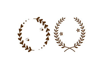 Vector flowers and leaves with simple circles.