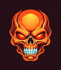 Flamming skull head illustration, generative ai