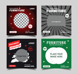 Furniture sale social media post design template, square web banner, Instagram post banner, cover design