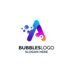 colorful letter A for bubbles logo design	