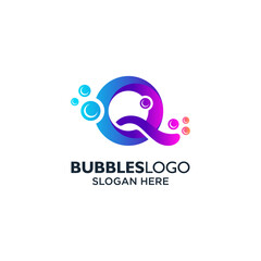 colorful letter Q for bubbles logo design	
