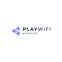 wifi and playbutton for internet and media logo design