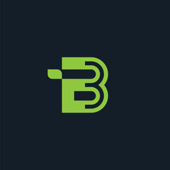 letter B with leaf for food or fruit brand logo design