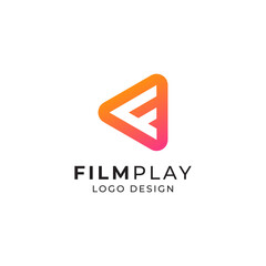 letter F and playbutton logo design