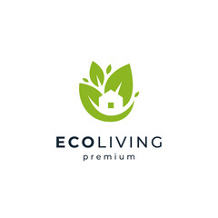 leaf and home for eco living logo design