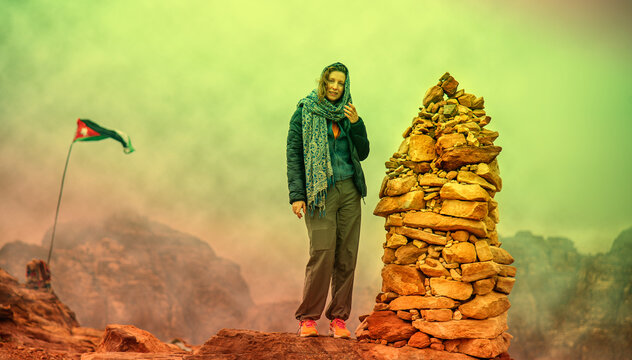 Tourist visiting Petra Jordan