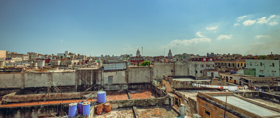 View of Havana's neighborhoods from the rooftops in Cuba