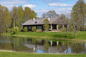 In the ancient estate Trigorskoye on a sunny May day. Pushkinskie Gory. Pskov region, Russia