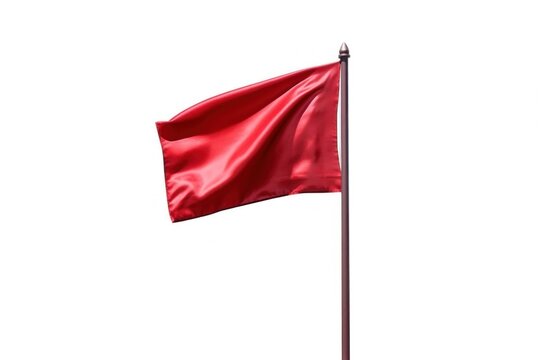 Red Flag Waving, A Symbol Of Indicator Or Warning, Often Used To Signal Danger Or Caution, Isolated On A White Background, Generative Ai