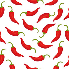 Chili peppers pattern. Vector graphics in flat style