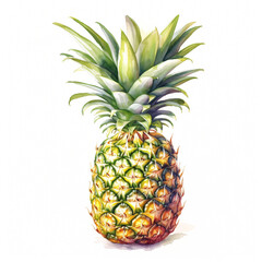 Fototapeta premium watercolor of pineapple on white background (AI)