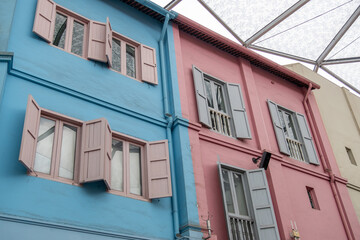 View of colorful building in Clarke Quay, a historical riverside quay
