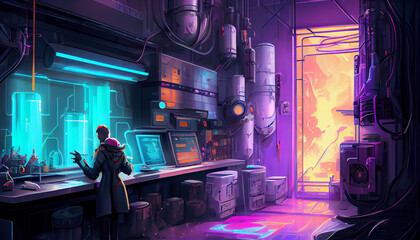 Scientific laboratory, generative ai illustration