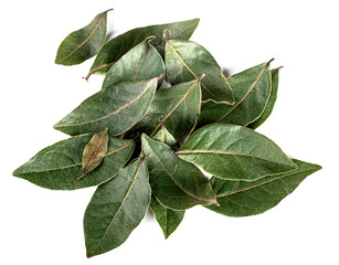 A pile of bay leaves. View from above