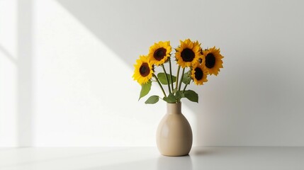 Floral Elegance: Sunflowers Grace a Vase. Generative ai