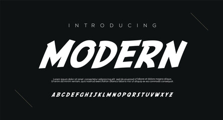 MODERN fashion font alphabet. Minimal modern urban fonts for logo, brand etc. Typography typeface uppercase lowercase and number. vector illustration