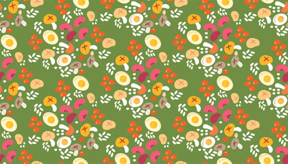 Happy Dragon Boat festival seamless pattern. Duanwu template in the concept of traditional activities. Dragon, rice, zongzi dumplings, sachets Vector flat cartoon illustration