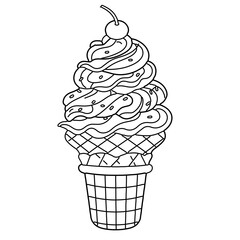 fruit ice cream in line art