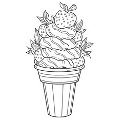 fruit ice cream in line art