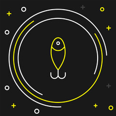 Line Fishing lure icon isolated on black background. Fishing tackle. Colorful outline concept. Vector