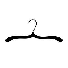 Hanger icon isolated on white background. Hanger black pictogram. Hanger for cloth