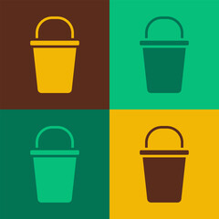 Pop art Bucket icon isolated on color background. Cleaning service concept. Vector