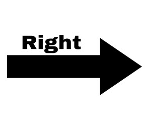 black arrow with the inscription to the right on a white background