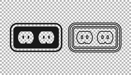 Obraz premium Black Electrical outlet icon isolated on transparent background. Power socket. Rosette symbol. Vector