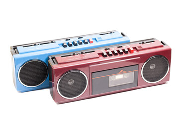 Two retro portable stereo cassette recorders