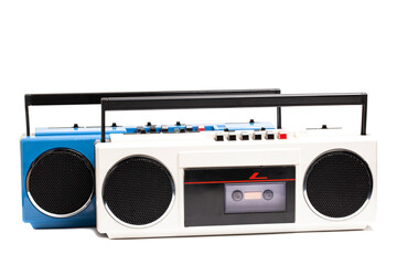 Two retro portable stereo cassette recorders