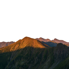 Mountains in the morning a view of a mountain range at sunset on white background transparent PNG...