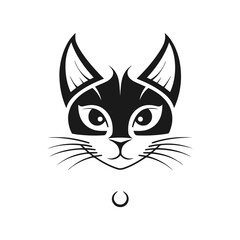 Cat face. Black logo on a white background. Vector illustration