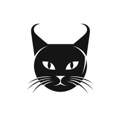 Cat face. Black logo on a white background. Vector illustration