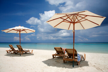 Nice vacation picture with beach parasols