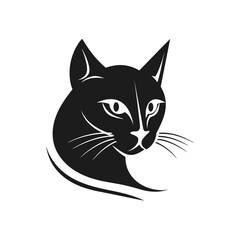 Cat face. Black logo on a white background. Vector illustration