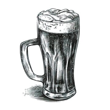 A beautiful illustration of a glass of beer, hand-drawn by an AI generative artist. Perfect for any beer lover or enthusiast! AI generative