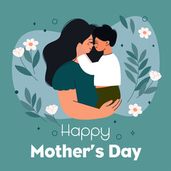 Hand drawn Flat Happy Mother's day illustration5