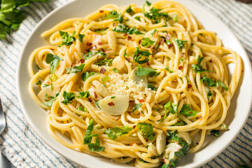 Homemade Pasta Aglio e Olio Dinner