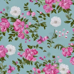 Türaufkleber 47 Vintage Floral Patterns: A romantic and feminine background featuring vintage floral patterns in soft and delicate colors that create a nostalgic and elegant look3, Generative AI © Ai.Art.Creations