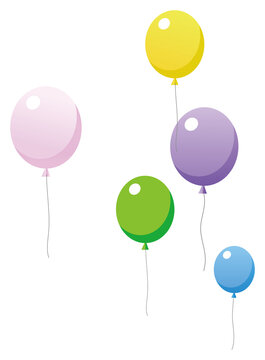illustration drawing of color balloons in white background