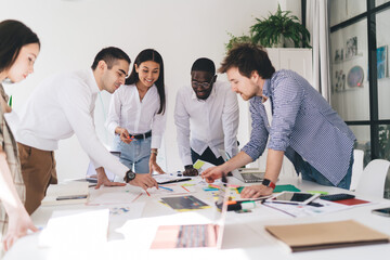 Group multiethnic of colleagues working on creative project
