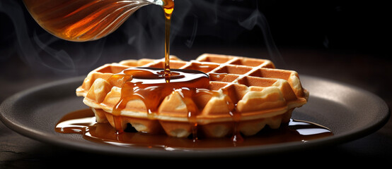 Delicious waffles with syrup,generative ai